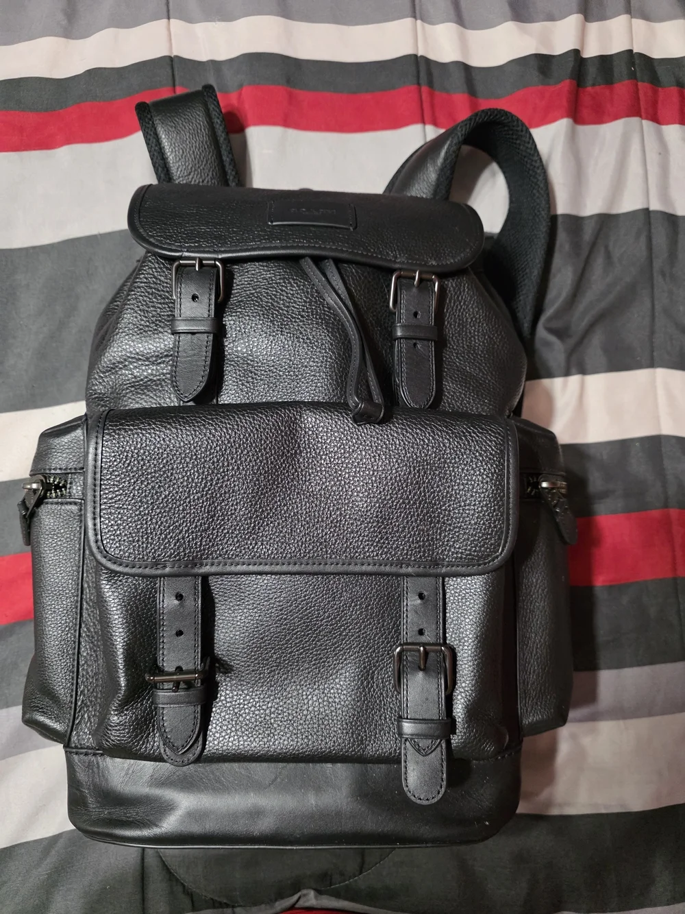 Coach Men’s Black Leather Trail Backpack